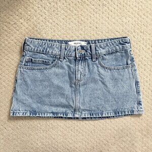 Hollister Y2K Blue Jean Mini Skort Women’s Size 28 Skirt Embroidered Bows Sz 28